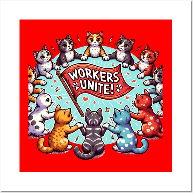 Workers Unite! - Circle of Cats design Wall Art by Voices of Labor